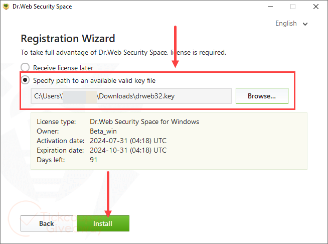registration wizard dr web security space