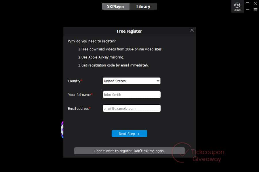 5kplayer free register