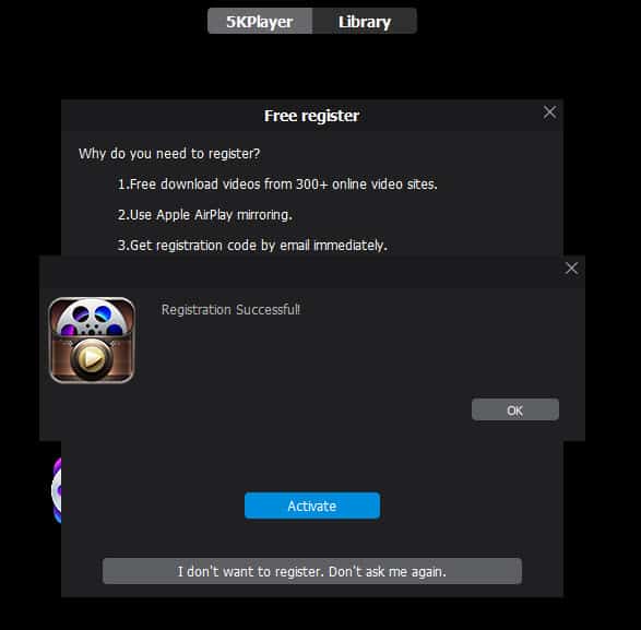 5kplayer freeregistration code activated