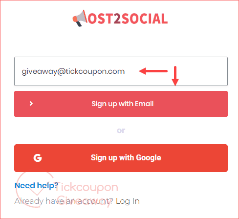 Post2Social Giveaway Page
