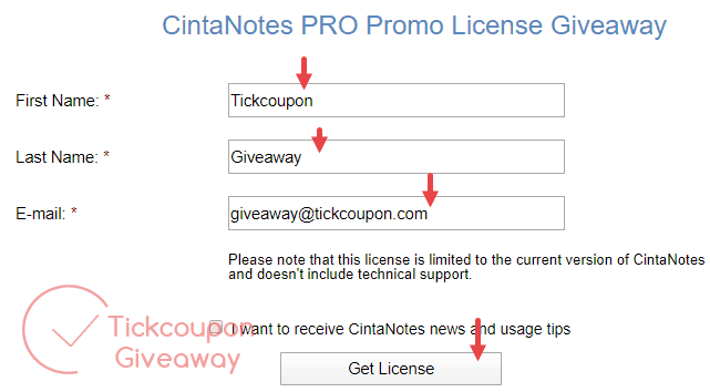 Cintanotes Pro Giveaway Page