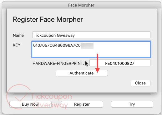 Register Pcwinsoft Face Morpher