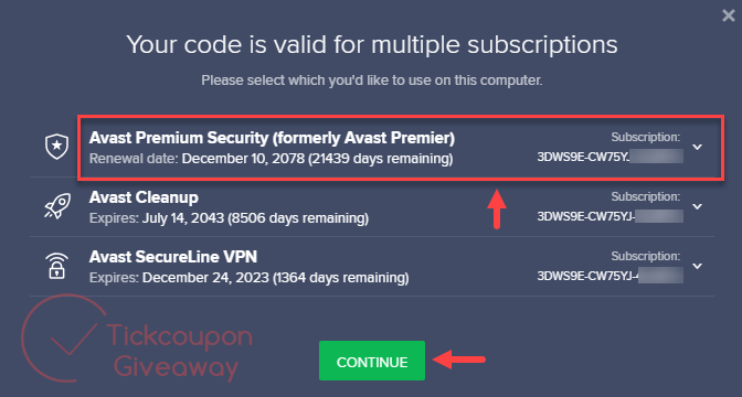 Avast Premium Security Choose Subscription