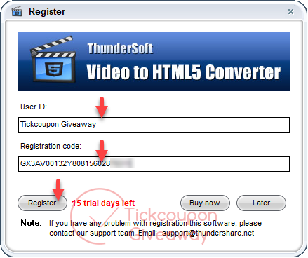 register thundersoft video to html5 converter