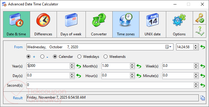 Trisun Advanced Date Time Calculator Screenshot