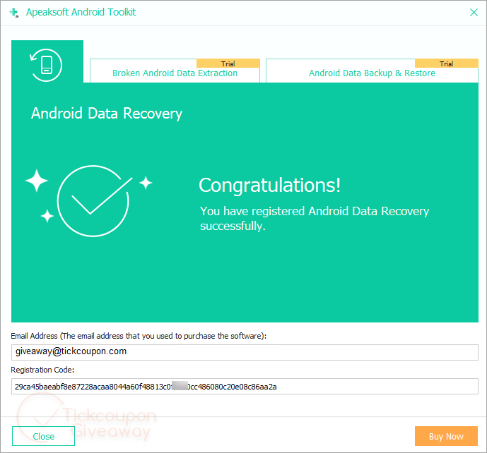 Apeaksoft Android Data Recovery Register Successfully Apeaksoft Android Data Recovery Register Successfully