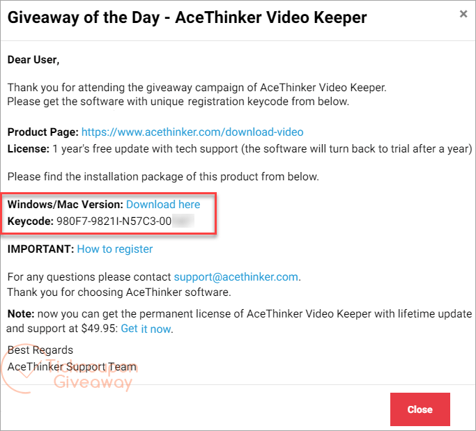 AceThinker Video Keeper Free License Key