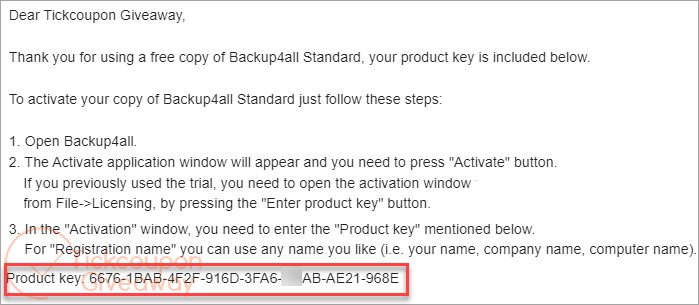 Backup4all Standard Key