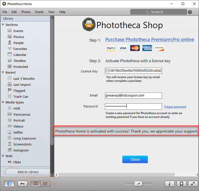 Successful Activate Phototheca Home Successful Activate Phototheca Home