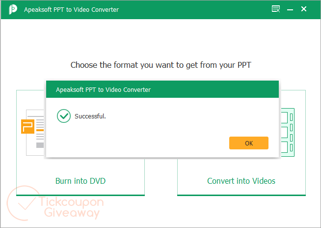 Successful Register Apeaksoft PPT to Video Converter successful register apeaksoft ppt to video converter