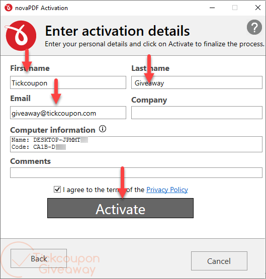personal details novapdf standard