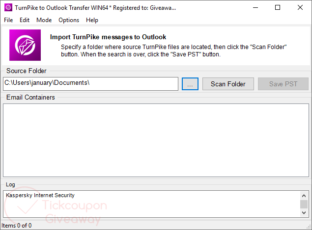 Turnpike To Outlook Transfer Screenshot