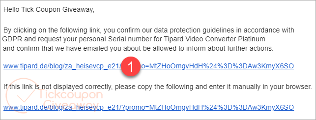Confirmation LinkTipard Video Converter Platinum confirmation linktipard video converter platinum