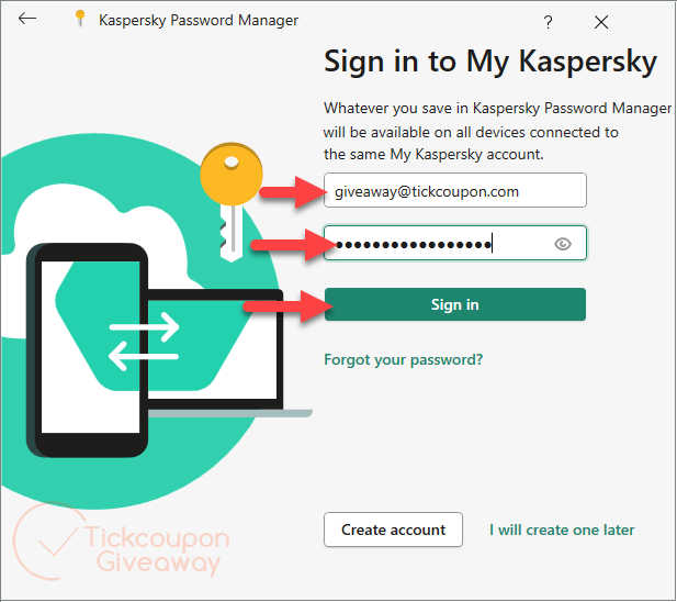 sign in kaspersky password manager
