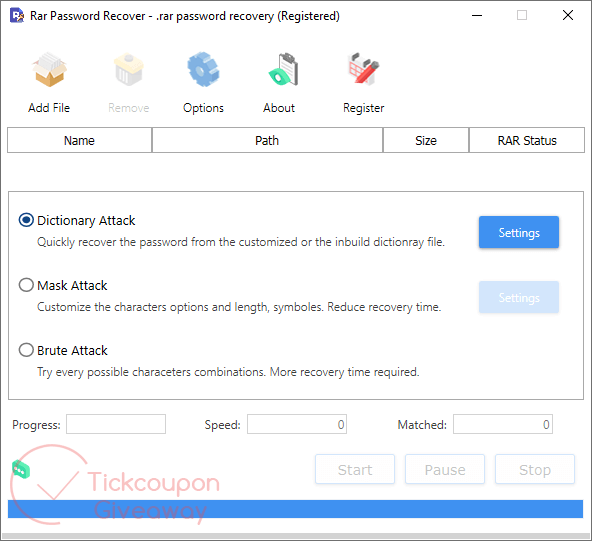 rar password recovery screenshot