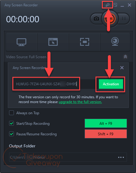 any screen recorder activation