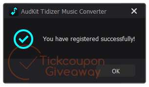 register successfully audkit tidizer music converter