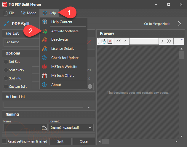 activate mg pdf split merge
