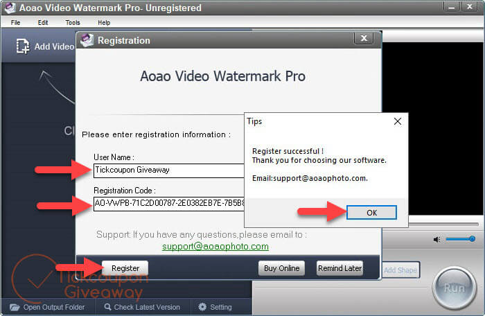 Register Aoao Video Watermark Pro Register Aoao Video Watermark Pro