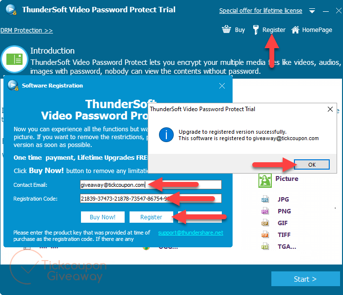 Register ThunderSoft Video Password Protect