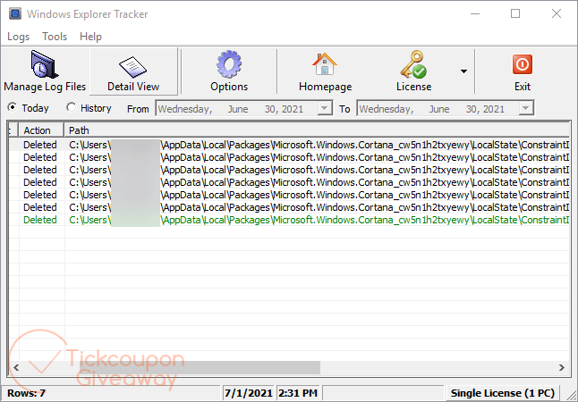 windows explorer tracker giveaway