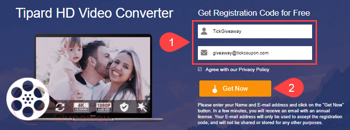 tipard hd video converter giveaway page