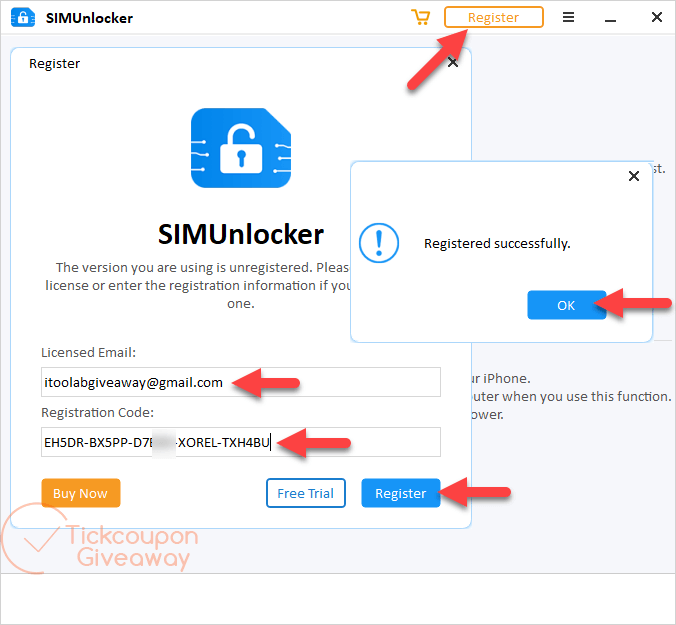 Register iToolab SIMUnlocker
