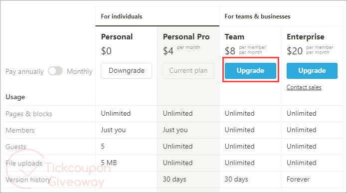 notion upgrade account