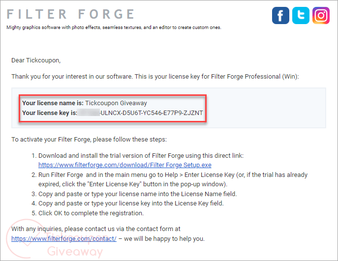 free license filter forge