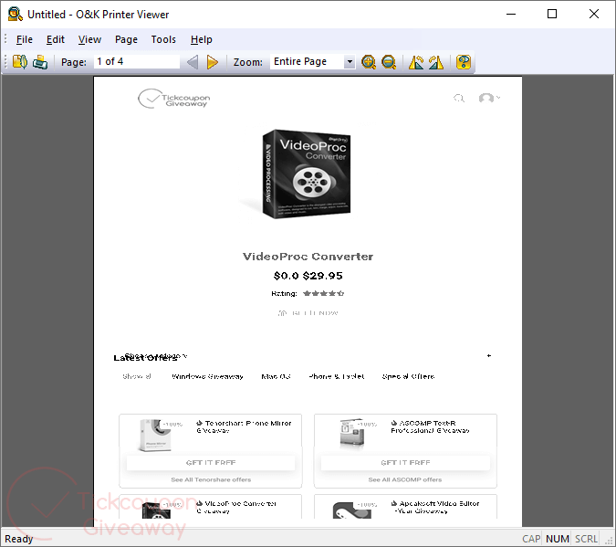 O&K Printer Viewer Giveaway Screenshot