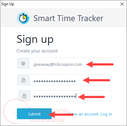 sign up smart time tracker