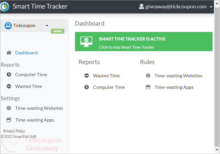 Smart Time Tracker Giveaway Screenshot