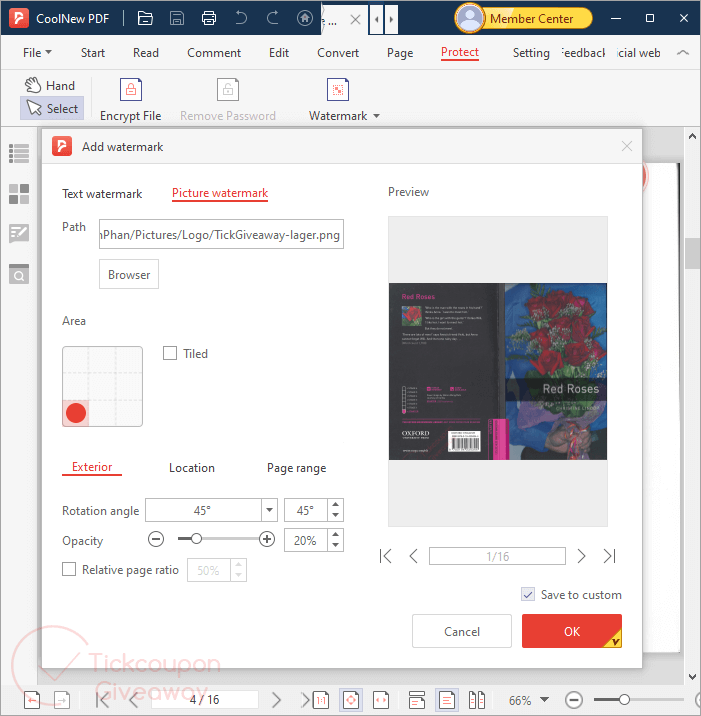 Add Watermark CoolNew PDF PRO