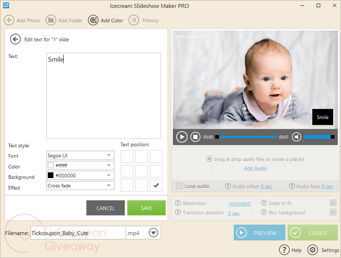 Add Text Icecream Slideshow Maker Pro