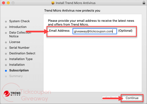 Enter Email Trend Micro Antivirus for Mac 