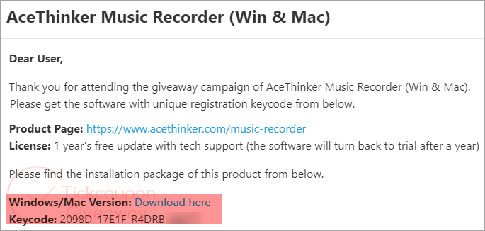 Free License Acethinker Music Recorder
