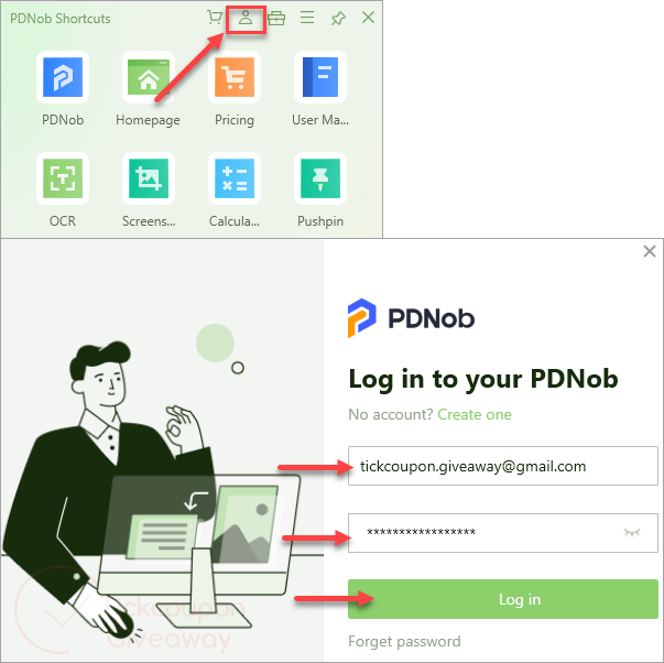 log in to pdnob shortcuts