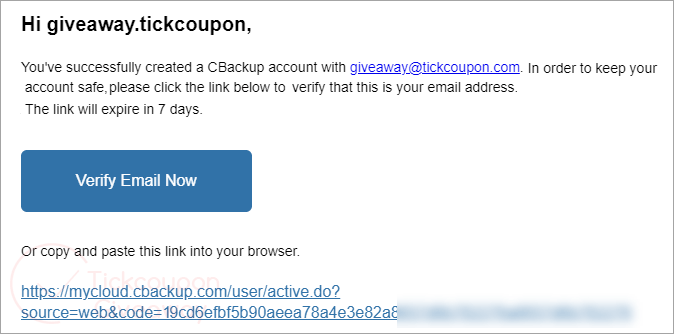 cbackup premium verify email