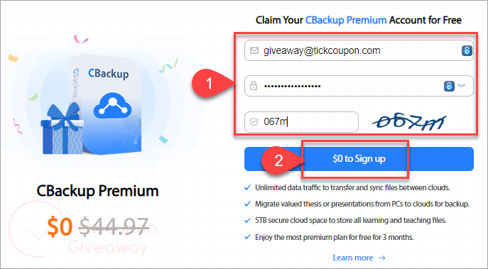 sign up cbackup premium