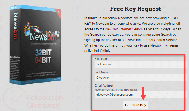 newsbin pro giveaway page