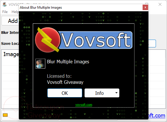 about vovsoft blur multiple images