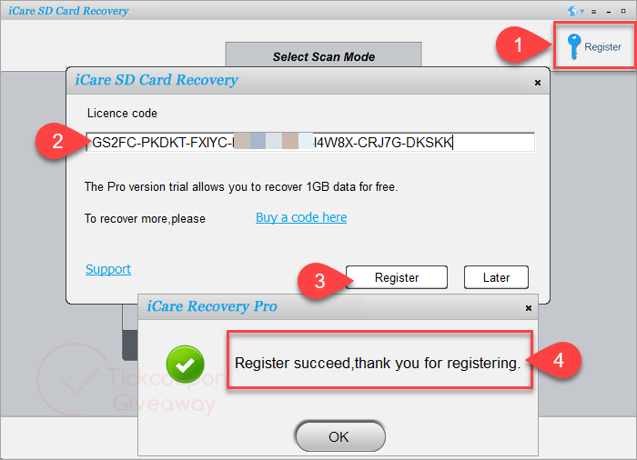 activation icare sd card recovery