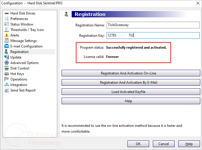 successfully registered hard disk sentinel pro