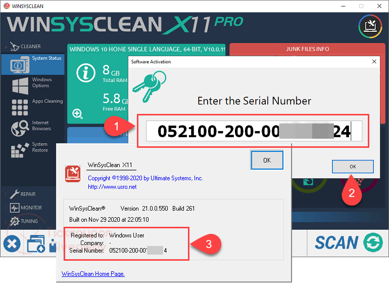 winsysclean pro activation key for free