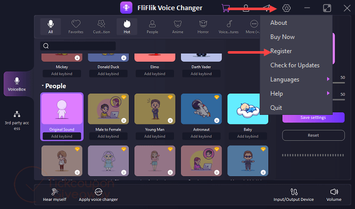 register fliflik voice changer