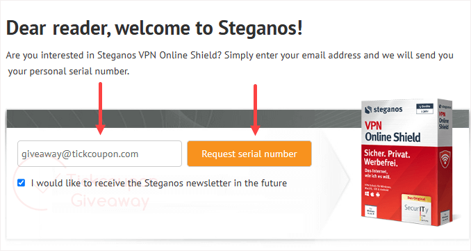 steganos vpn online shield giveaway page