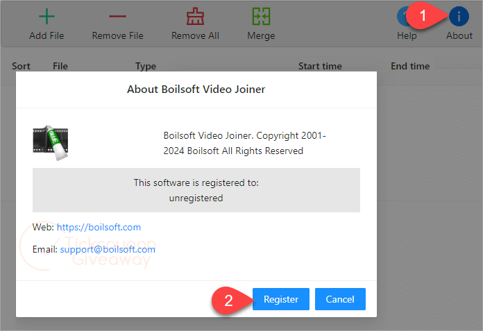 register boilsoft video joiner