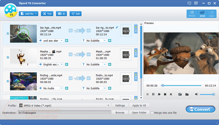 Tipard TS Converter Main Screenshot Giveaway
