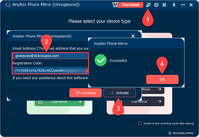 register anyrec phone mirror