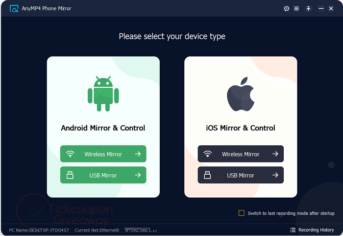 anymp4 phone mirror main screenshot free